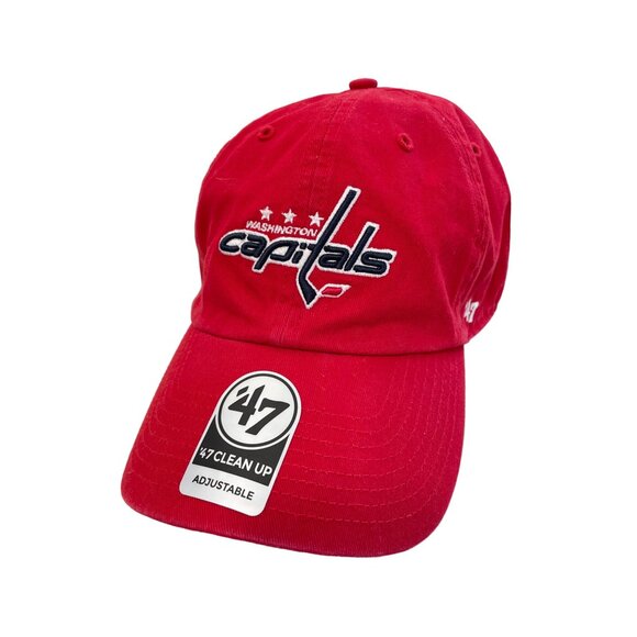 47 Brand Washington Capitals Clean Up Baseball Hat OSFA Adjustable Red Field NEW - Picture 1 of 5